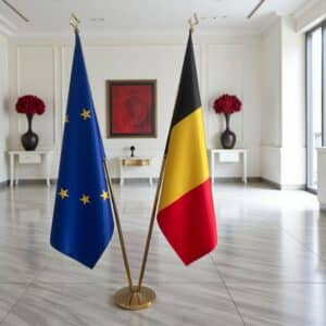 drapeau belge sur socle