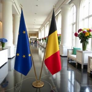 drapeau belge sur socle