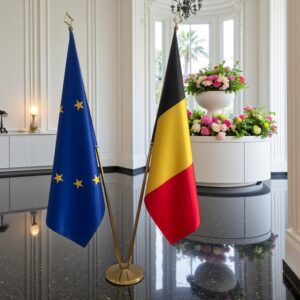 drapeau belge sur socle