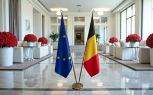 drapeau belge sur socle