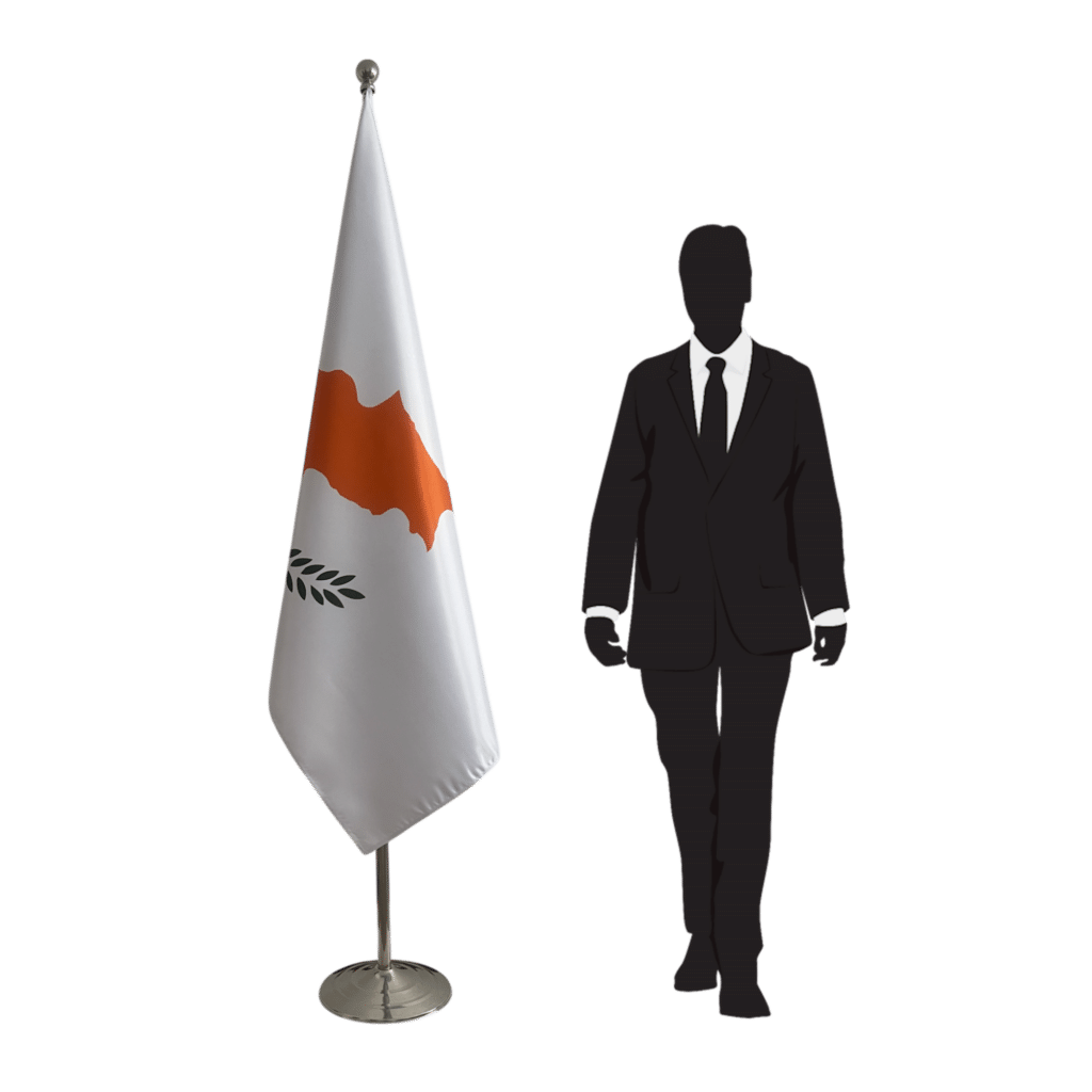 cyprus flag on stand