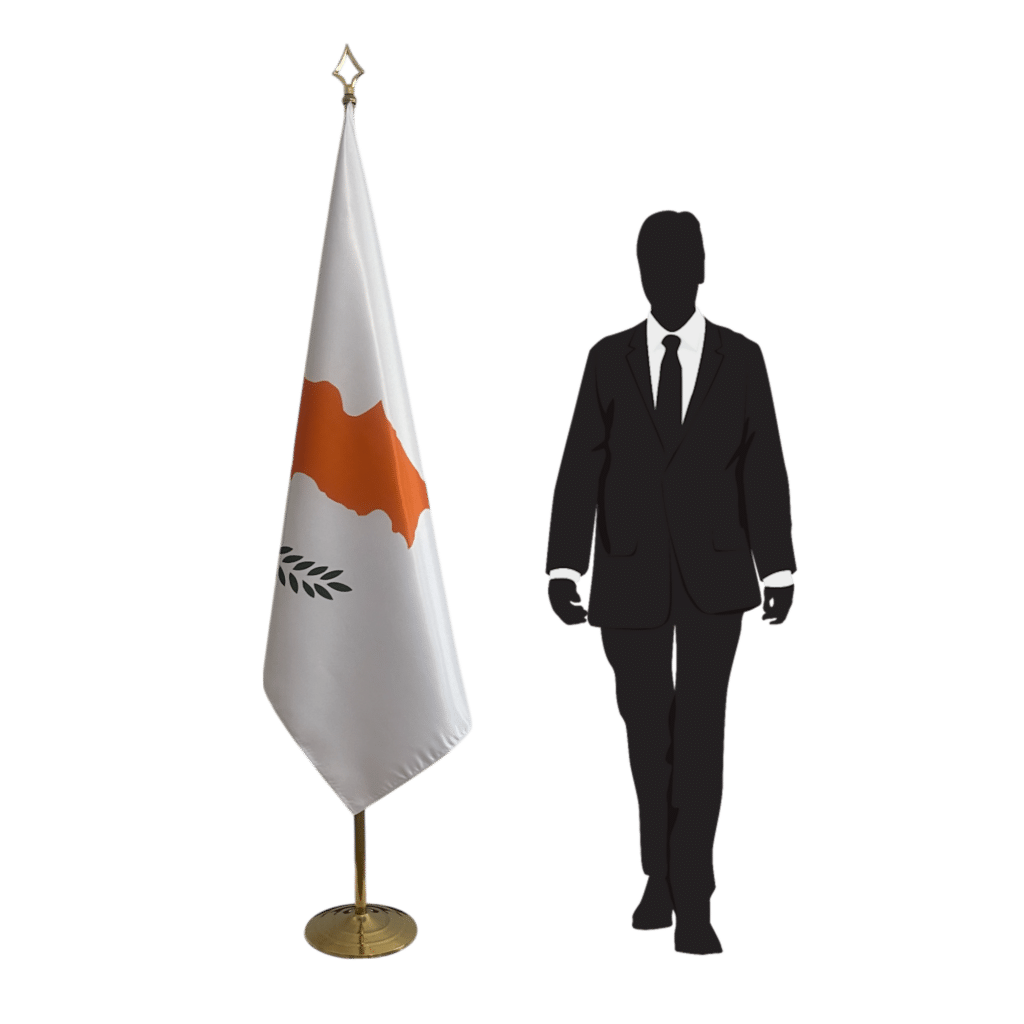cyprus flag on stand