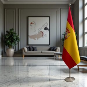 drapeau espagne sur socle