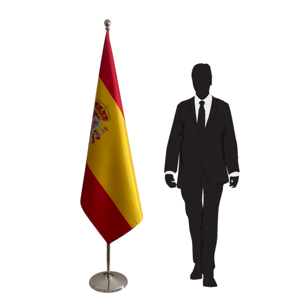 spain flag on stand