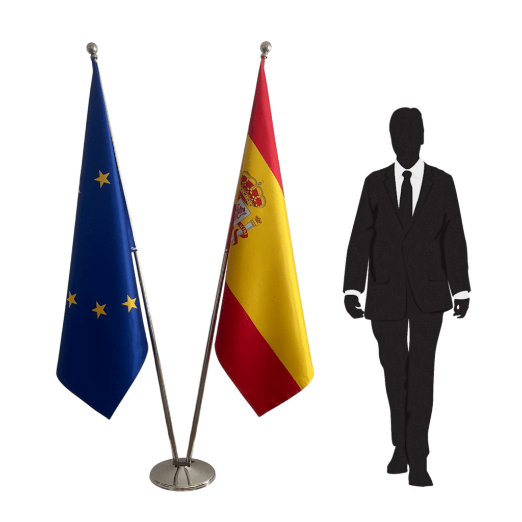 spain flag on stand