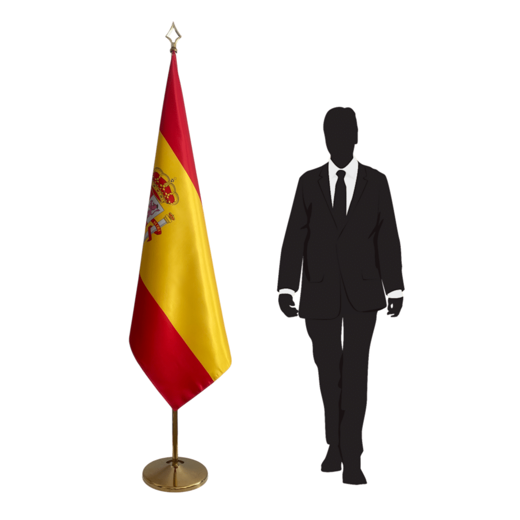 spain flag on stand