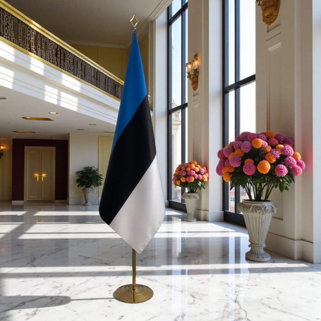Estonia flag on stand