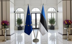 drapeau estonie sur socle