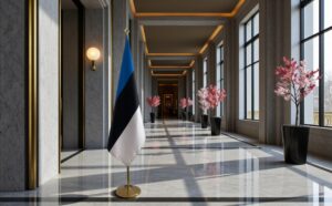 drapeau estonie sur hampe