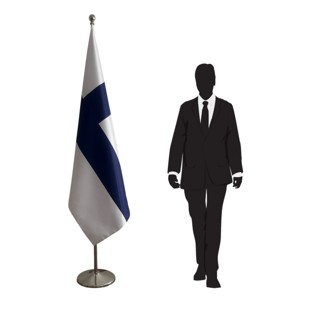 Finland flag on stand