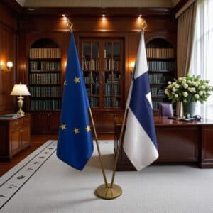 drapeau Finlande avec pied