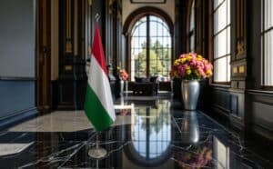 drapeau Hongrie sur socle