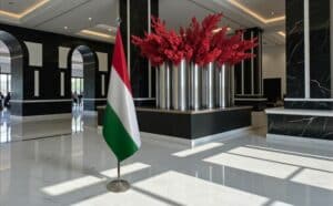 drapeau Hongrie sur socle