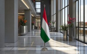 drapeau Hongrie sur socle
