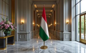 drapeau Hongrie avec pied