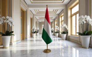 drapeau Hongrie avec pied