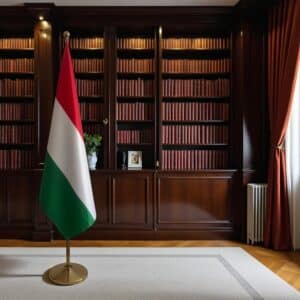 drapeau Hongrie avec pied