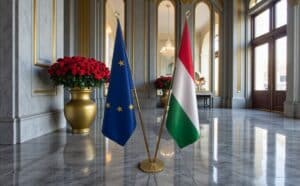 drapeau Hongrie avec support