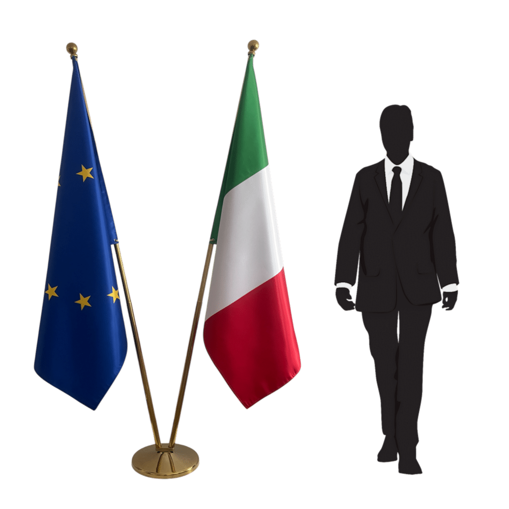 Italy flag on stand