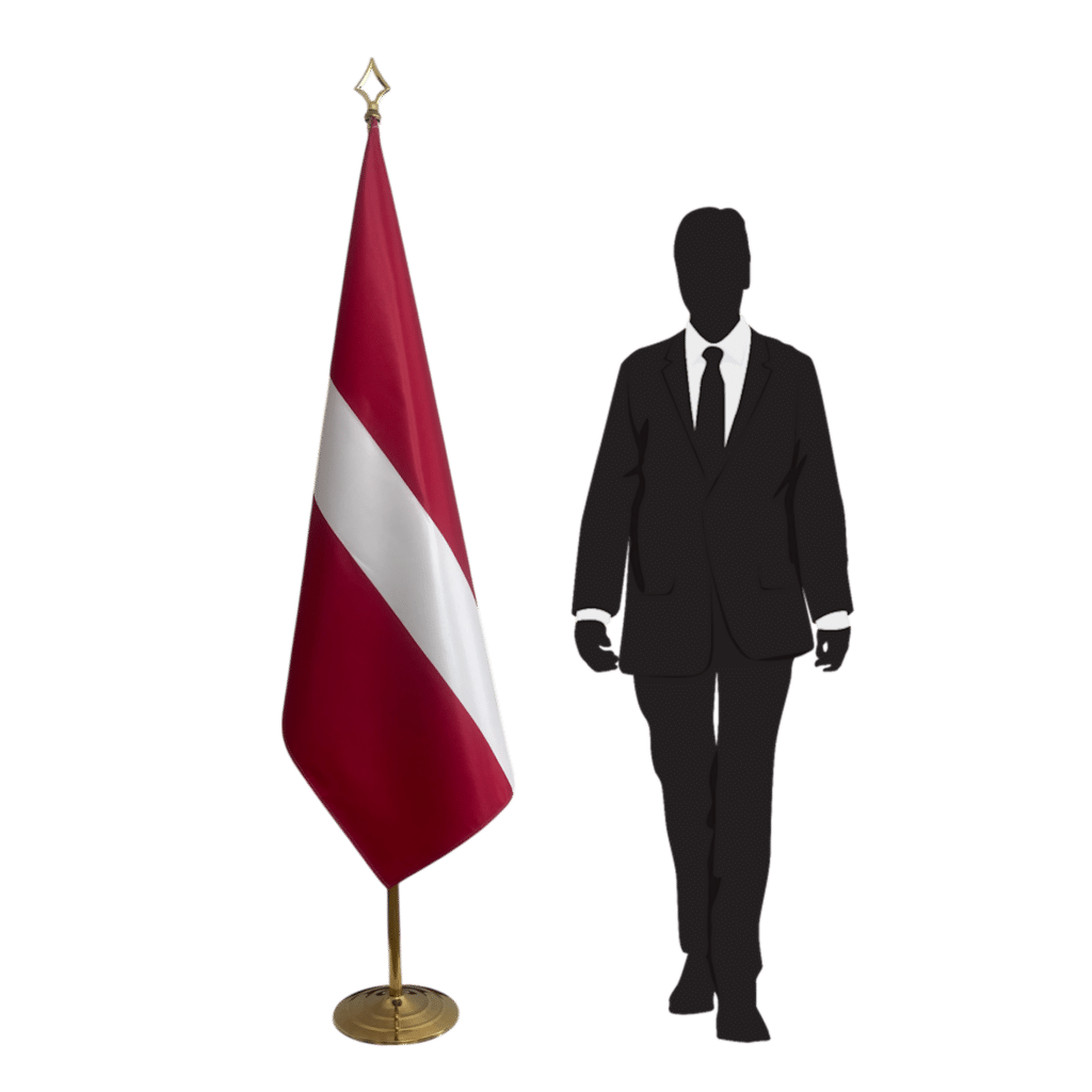 Latvia flag on stand