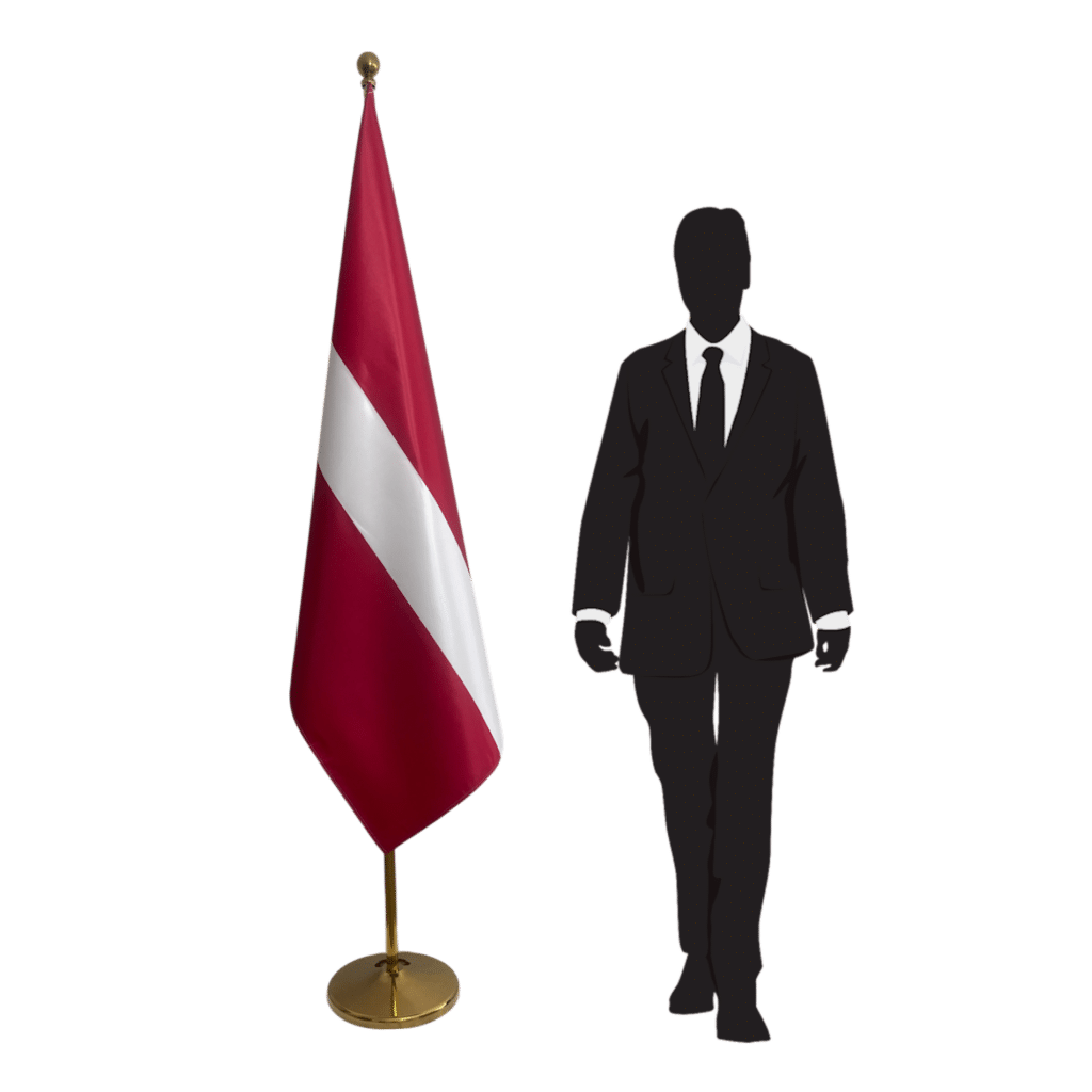 Latvia flag on stand