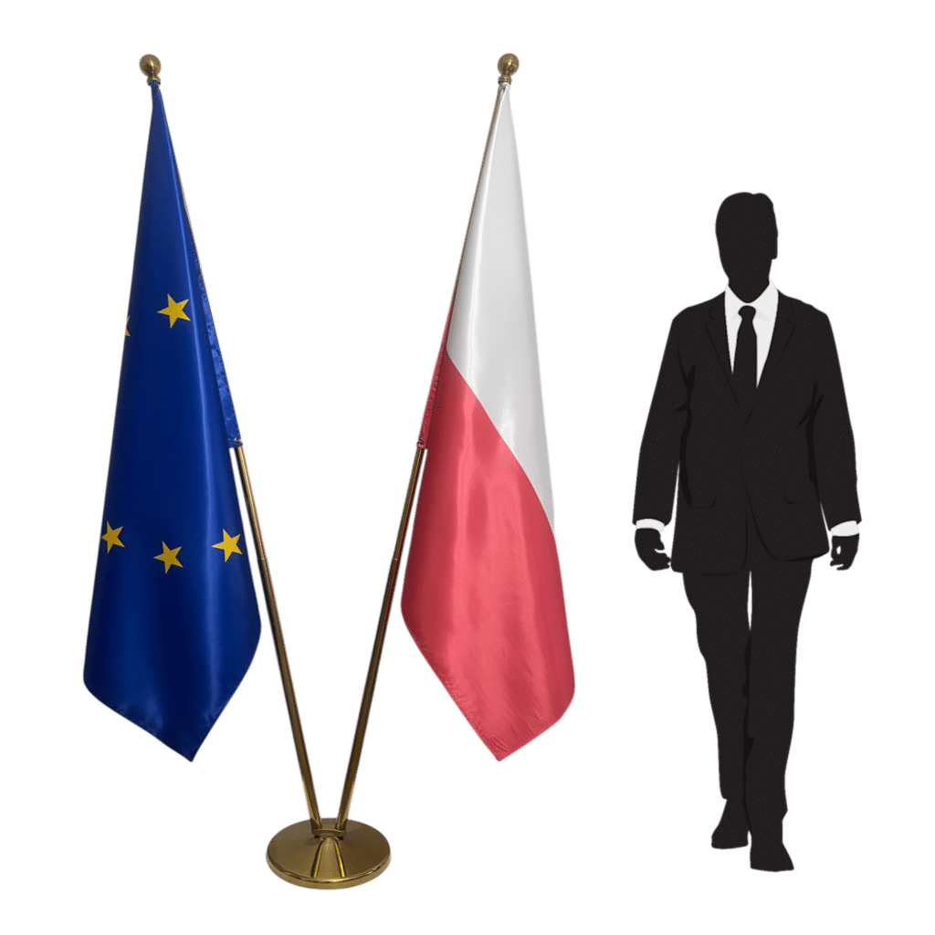 poland flag on stand