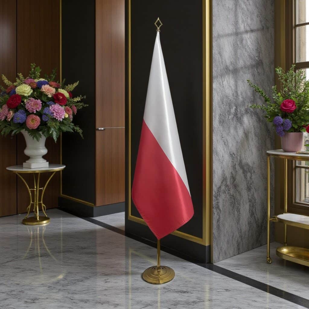 poland flag on stand