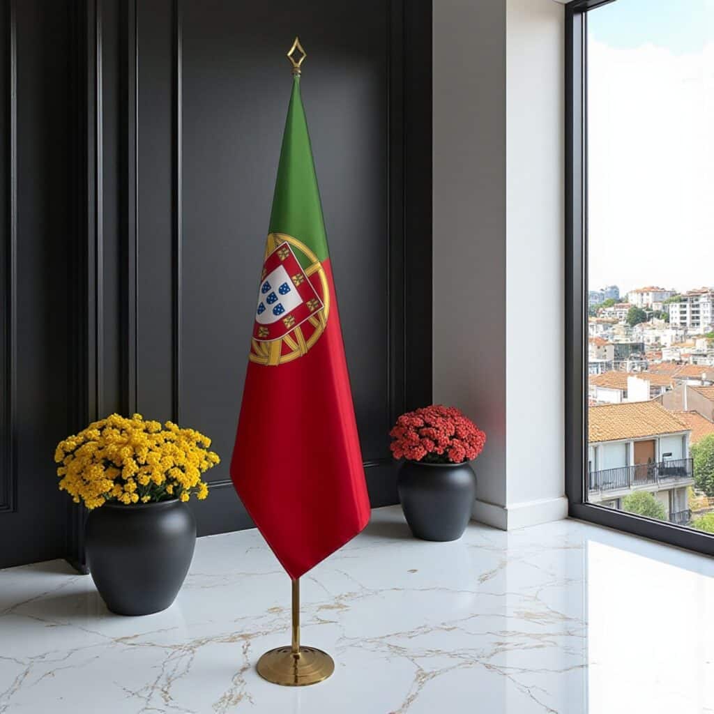 portugal flag on stand