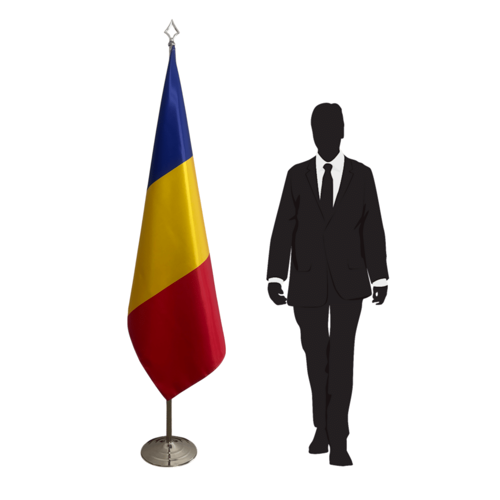 romania flag on stand