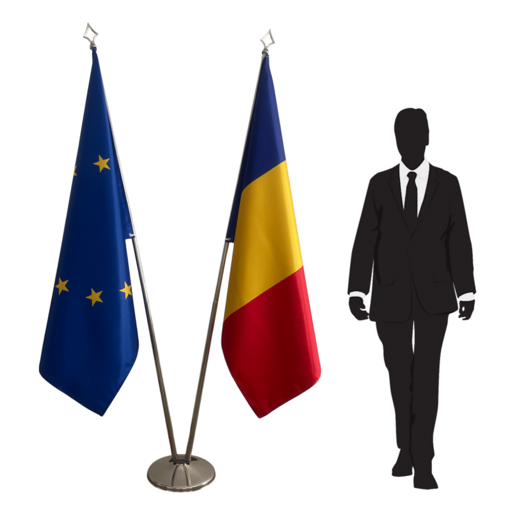 romania flag on pole