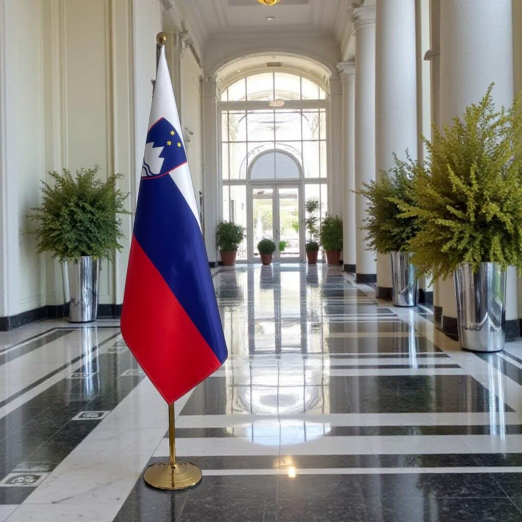 slovenia flag on stand